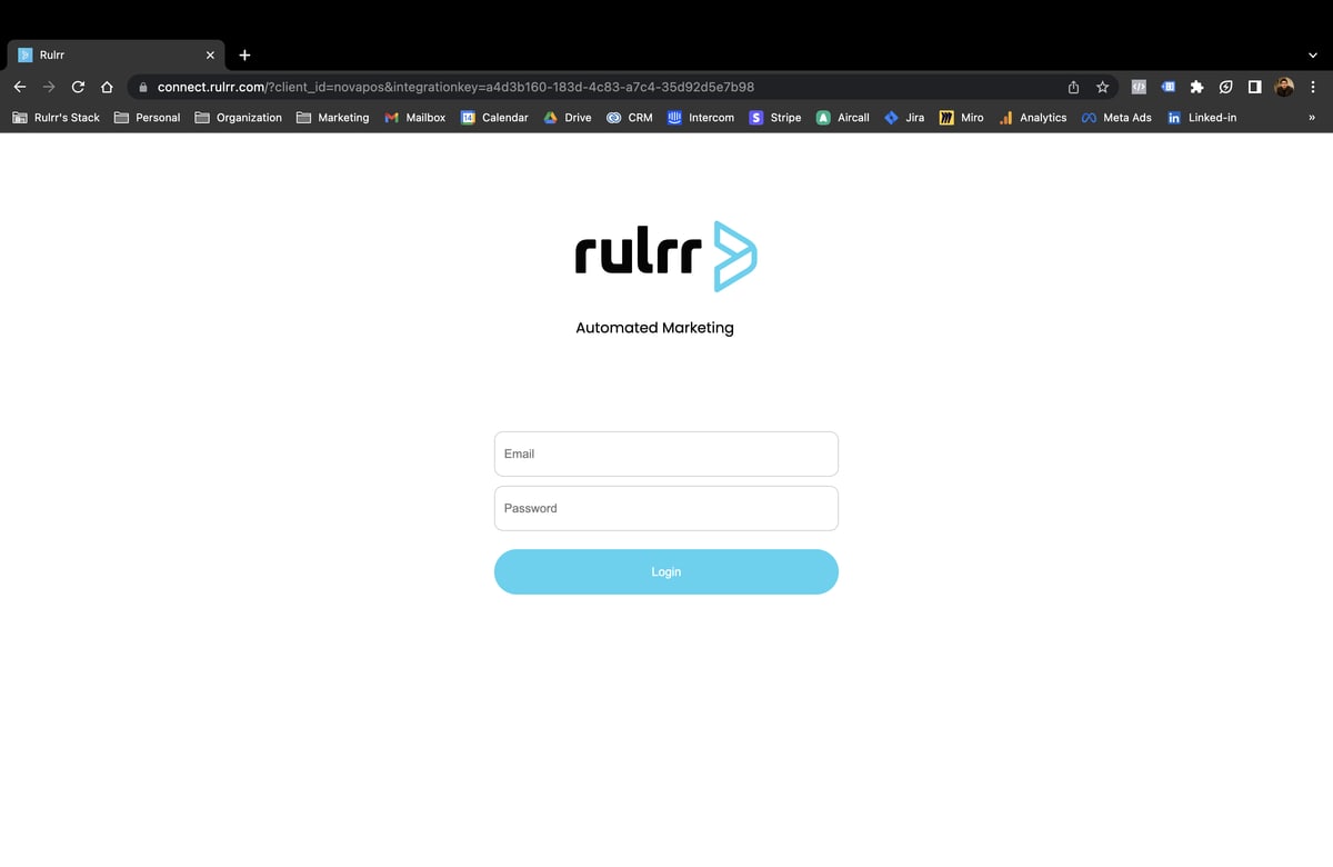 connect.rulrr.com Rulrr-Connect IFrame login screen