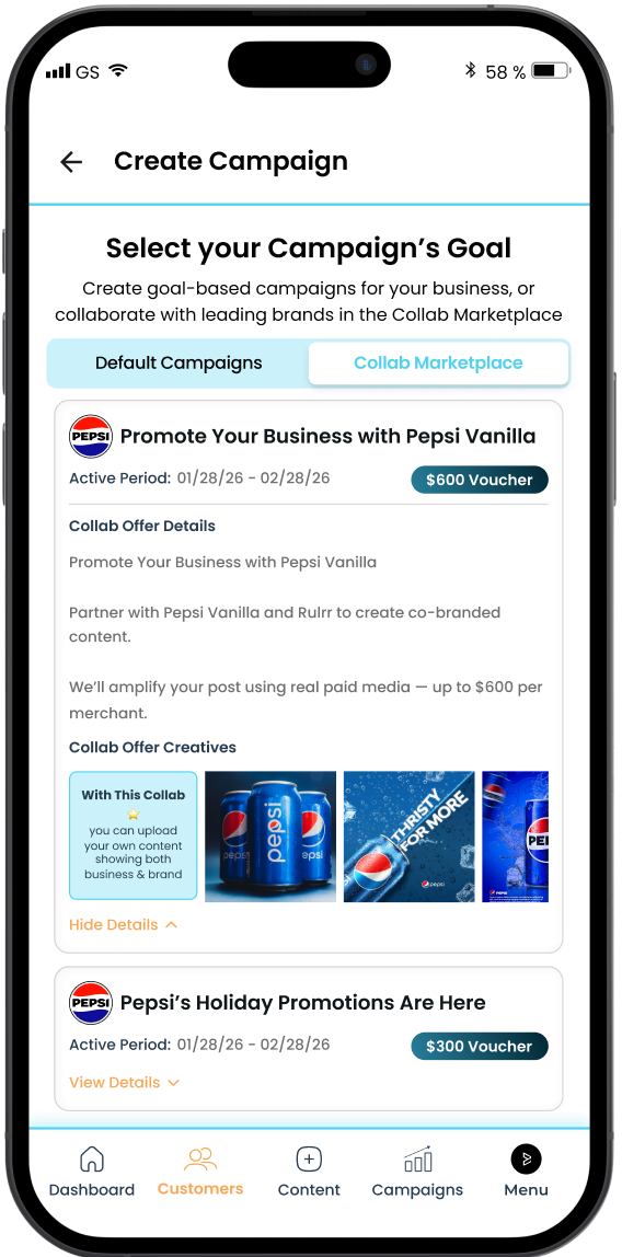 Rulrr Create Campaign — Collab Marketplace