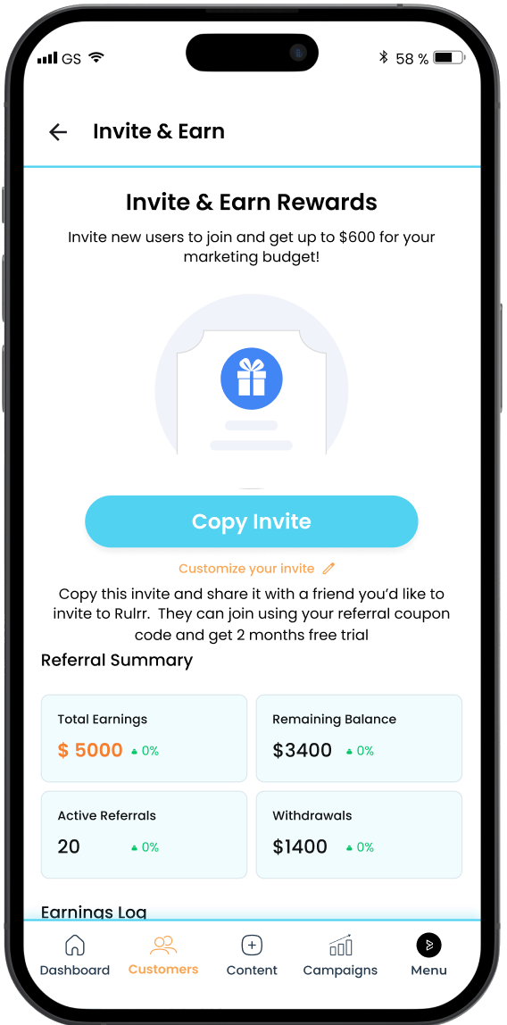 Rulrr invite and earn rewards